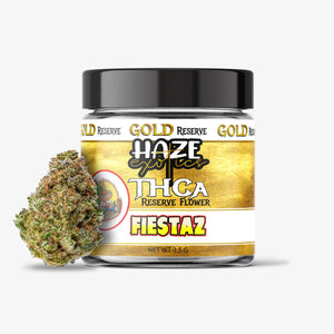 haze exotics gold reserve thc-a flower fiestaz 3.5 gram jar