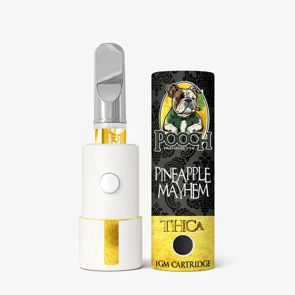 thc-a cartridge pineapple mayhem 1 gram pooch open